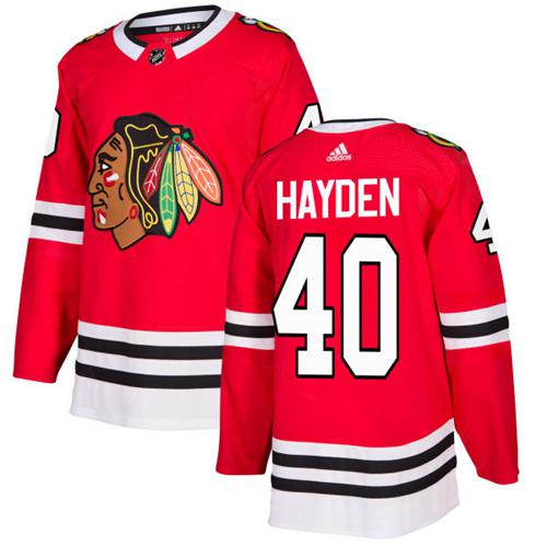 Adidas Blackhawks #40 John Hayden Red Home Authentic Stitched NHL Jersey - Click Image to Close